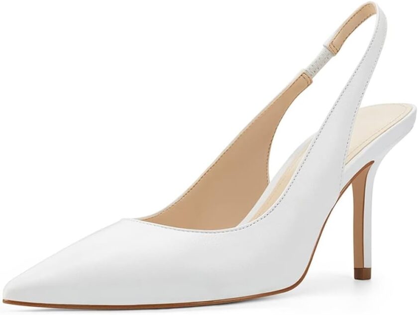 Women Slingback Pointed Toe Stiletto Pumps Slip-on High Heels Office Lady Sandals Party Prom Dress Shoes