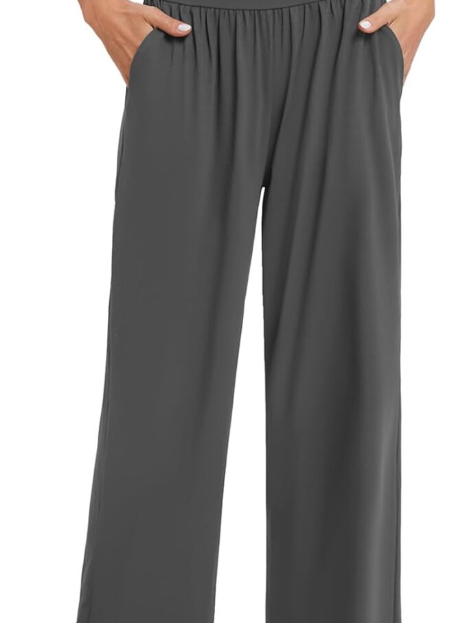 Wide Leg Yoga Pants for Women Casual Loose Cozy Sweatpants High Waisted Lounge Pajama Flowy Pants With Pockets