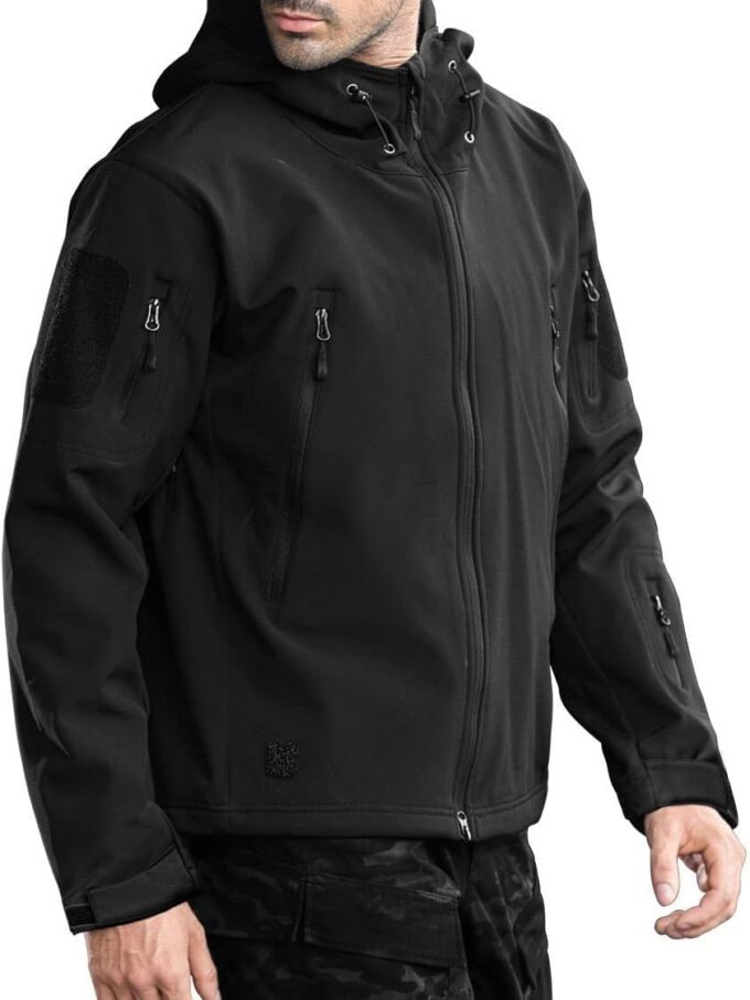 men Outdoor Waterproof Soft Shell Hooded Military Tactical Jacket