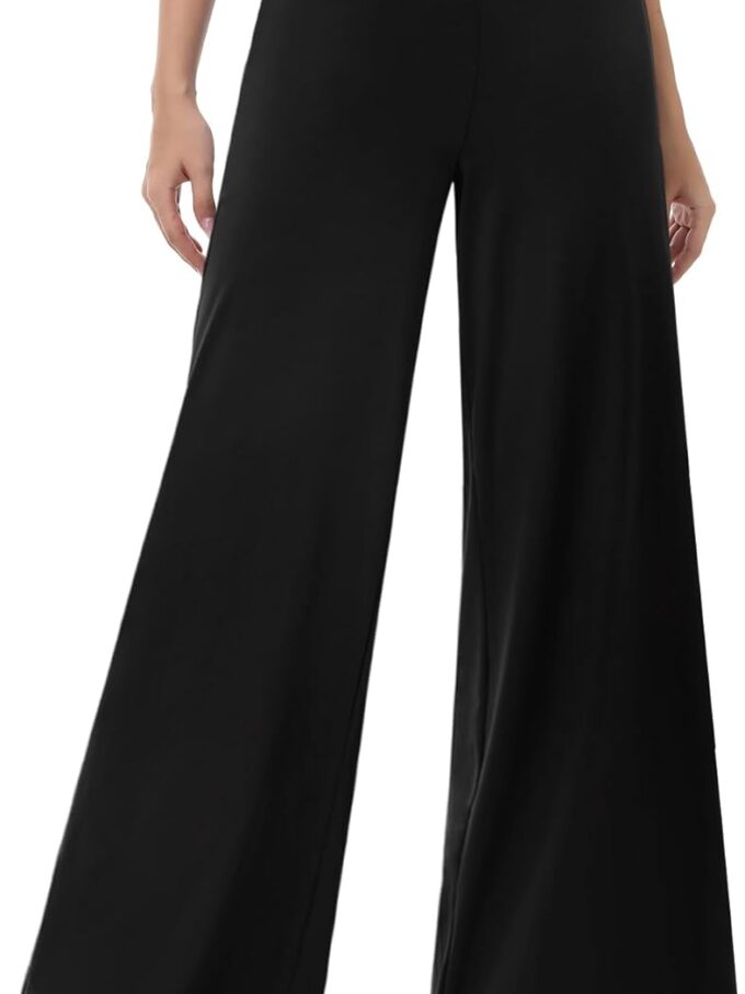 Wide Leg Palazzo Pants for Women - High Waist Casual Beach Lounge Pants Loose Dress Pants Stretchy Trousers