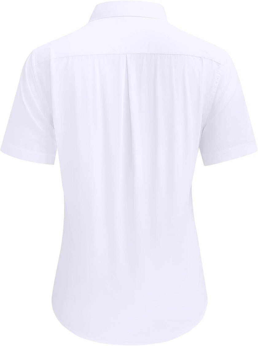 Dress Shirts for Women Short Sleeve Cotton Button Down Shirt Basic Button Up Shirt Collared Shirts Work Shirt - Image 2