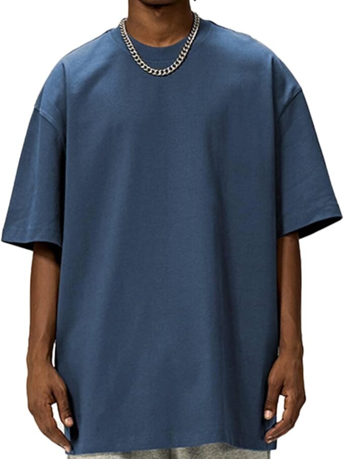 Men Oversized Cotton t Shirt Heavyweight Tee Casual Crew Neck Short Sleeve Loose Summer Basic Tops