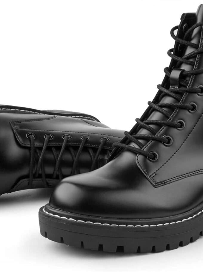 Women’s Fashion Ankle Booties Causal 8-Eye Side Zipper Lace-up Combat Boots