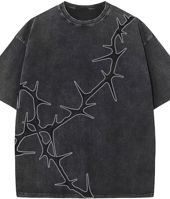 Y2K Graphic T-Shirts Vintage Oversized Tees Streetwear Casual Acid Washed Tops for Men WoMen