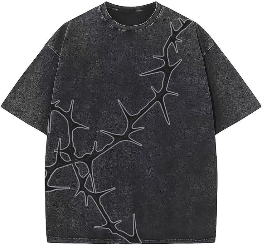 Y2K Graphic T-Shirts Vintage Oversized Tees Streetwear Casual Acid Washed Tops for Men WoMen