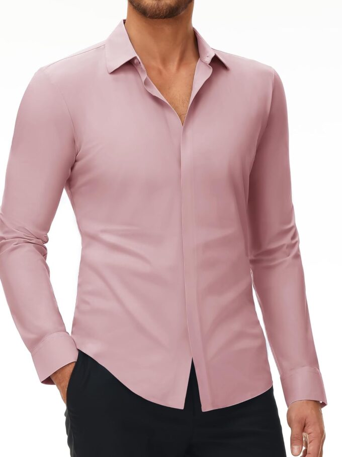Stretch Men Dress Shirts Long Sleeve Slim Fit Dress Shirts for Men Button Down Dress Shirts Wrinkle Free