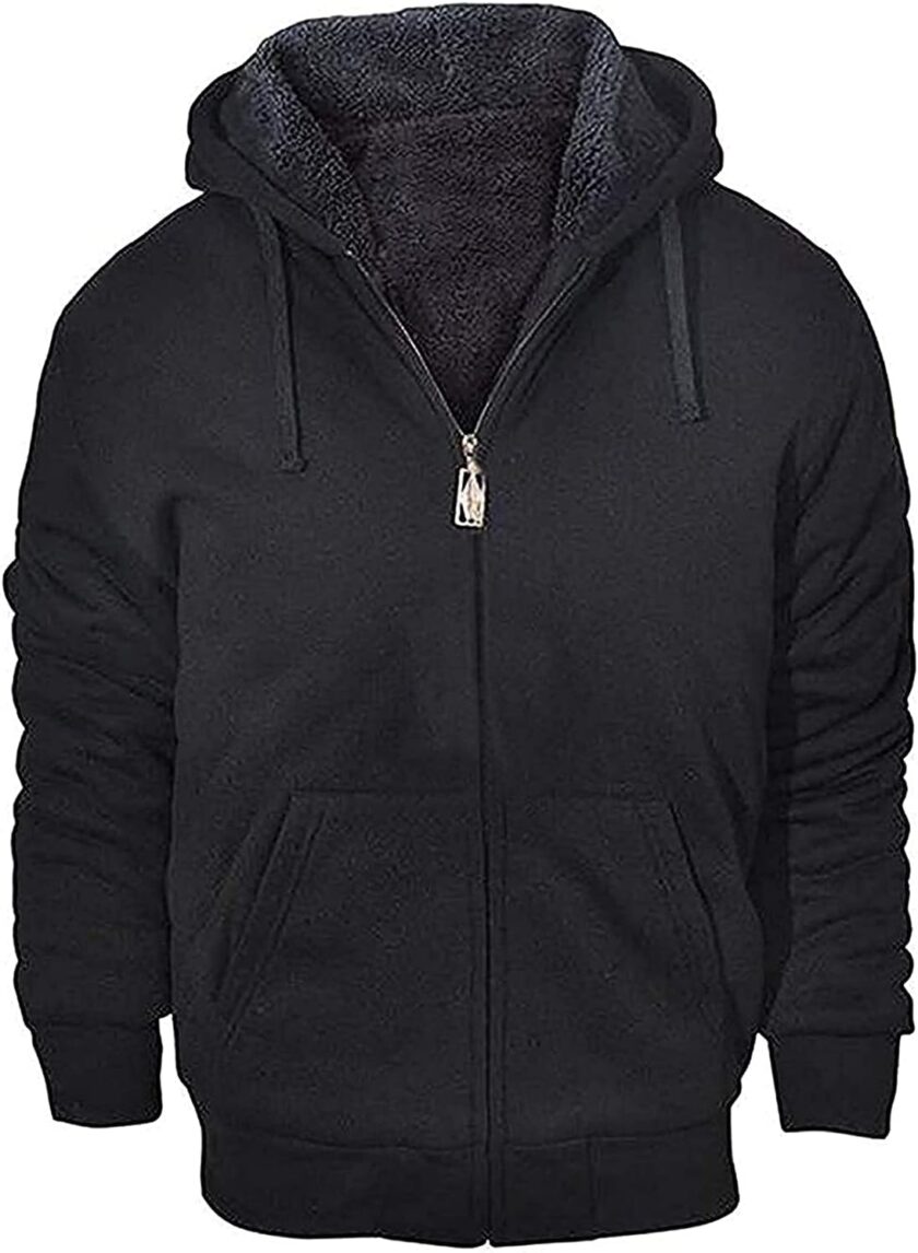 Hoodies for Men Heavyweight Fleece Sweatshirt - Full Zip Up Thick Sherpa Lined