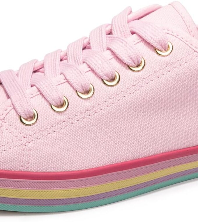 Women Low Top Canvas Shoes Lace up Fashion Sneakers Casual Comfort Walking Shoes