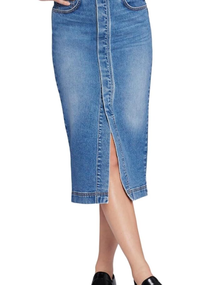 Women’s The  Midi Denim Skirt – Long Skirts for Women, Midi Jean Skirt