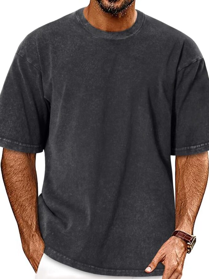 Oversized Tshirts for Men Short Sleeve Vintage Washed Basic Loose Tees