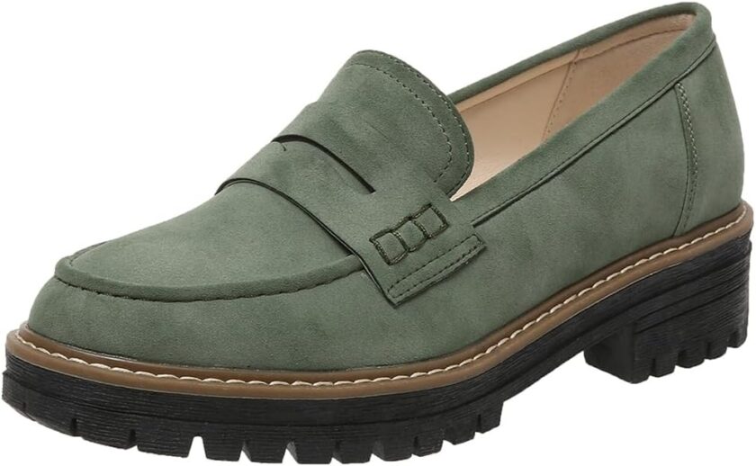 Women's Loafers Shoes Platform Chunky Penny Loafer Lug Sole Comfortable Slip On Work Office Business Casual Dress Shoes