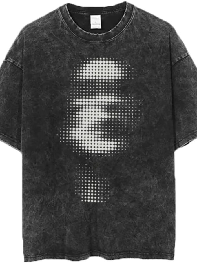 Men Vintage Oversized Tee Shirts Hiphop Rapper Print Acid Wash Tops Streetwear Graphic Cotton Short Sleeve Black Shirt