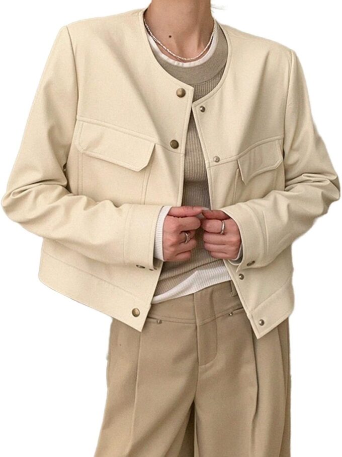 Women spring casual leather jacket