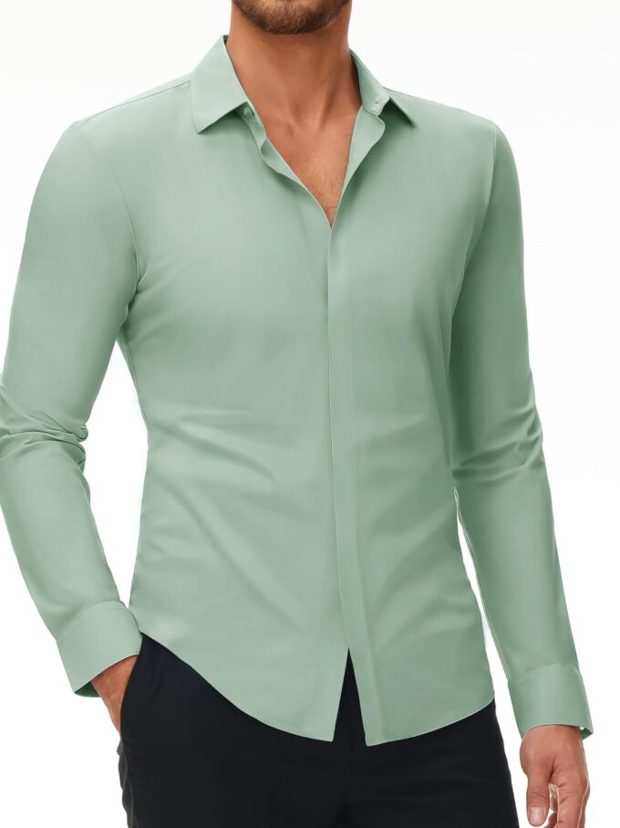 Stretch Men Dress Shirts Long Sleeve Slim Fit Dress Shirts for Men Button Down Dress Shirts Wrinkle Free