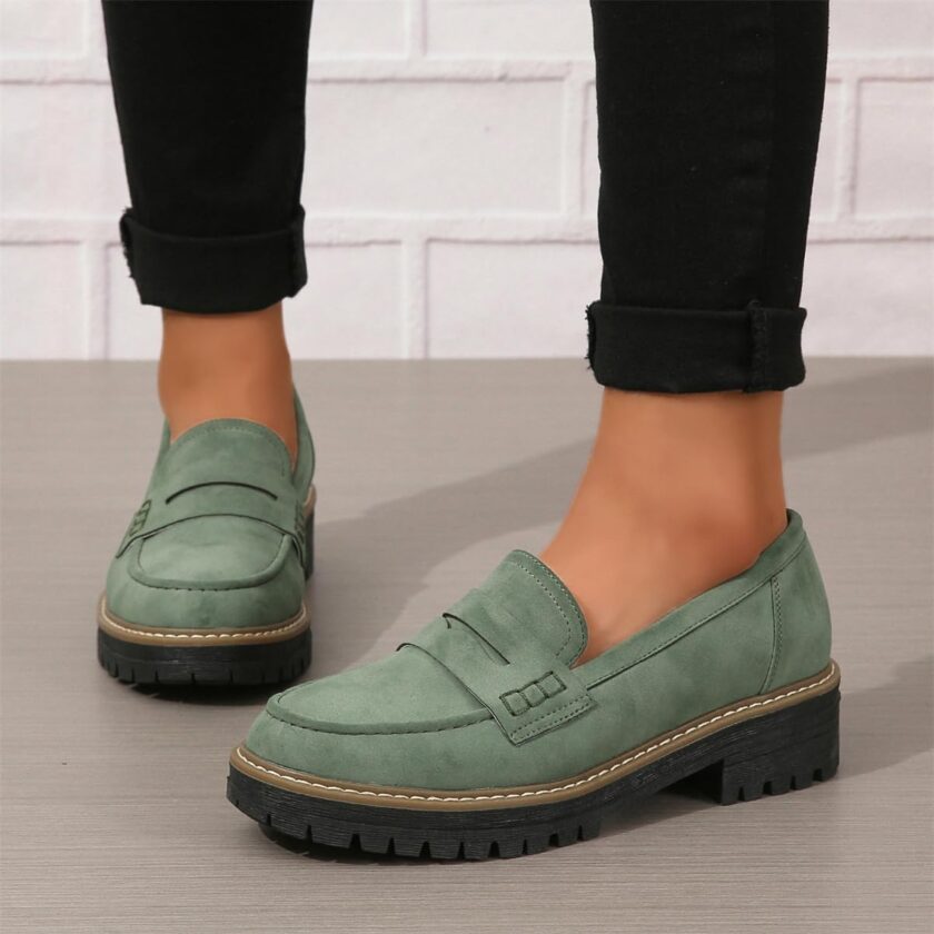 Women's Loafers Shoes Platform Chunky Penny Loafer Lug Sole Comfortable Slip On Work Office Business Casual Dress Shoes - Image 2