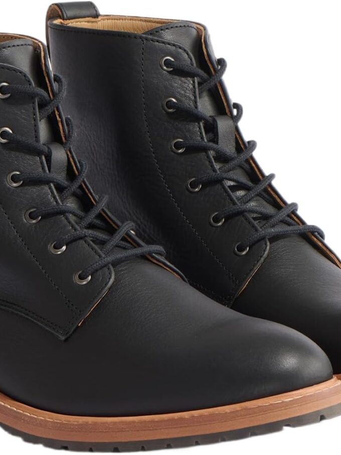 Men's Martin All-Weather Boots, Water-Resistant Leather Upper, Cushioned Memory Foam Insole for Comfort, Rubber Lug Sole Saver for Traction, True to Size