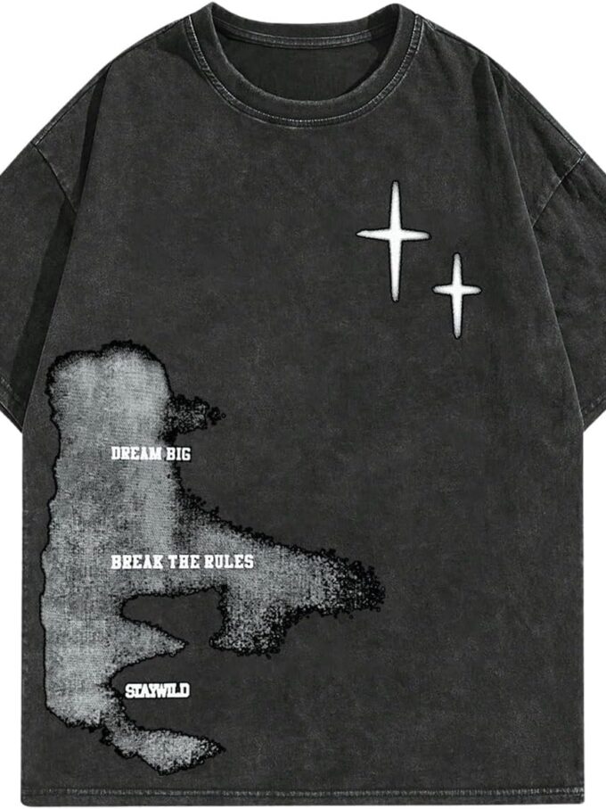 Men Letter Graphic Drop Shoulder T Shirts Casual Round Neck Tee Top