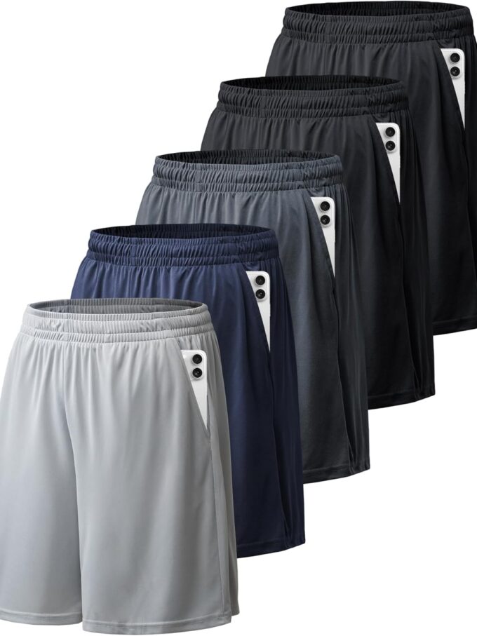 Athletic Shorts for Men with Pockets and Elastic Waistband Quick Dry Activewear