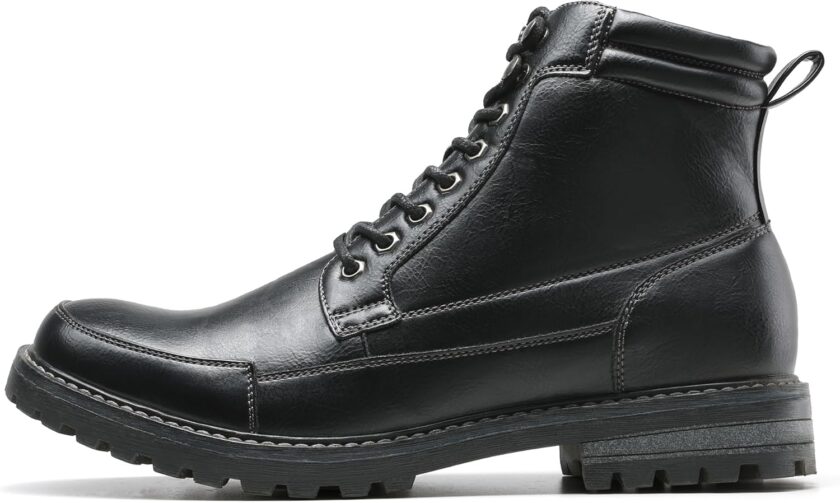 Men's Motorcycle Combat Oxford Boot Fur Lining Warm Zipper Boots - Image 2