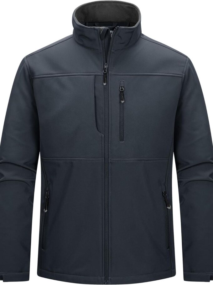 men Lightweight Softshell Jacket Warm Fleece Lined Windbreaker Waterproof Soft Shell for Outdoor Hiking