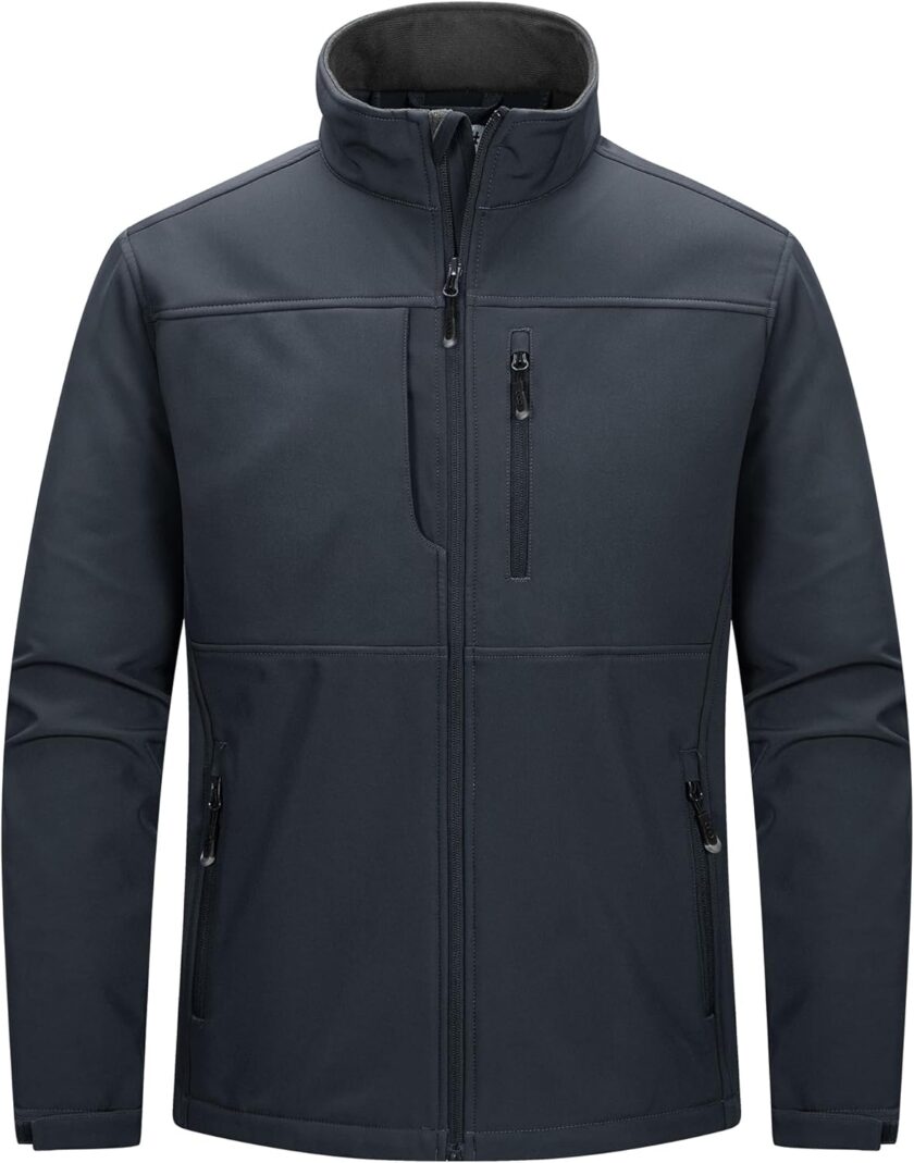 men Lightweight Softshell Jacket Warm Fleece Lined Windbreaker Waterproof Soft Shell for Outdoor Hiking