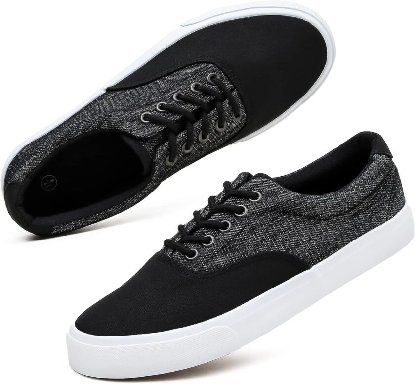 Men’s Low Top Canvas Walking Shoes Lace-up Fashion Sneakers Casual