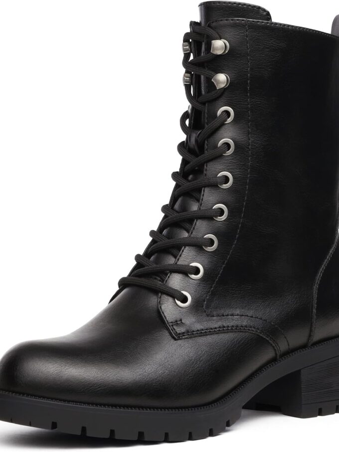Lace-up Combat Boots Mid-calf Military Winter Boot for Women