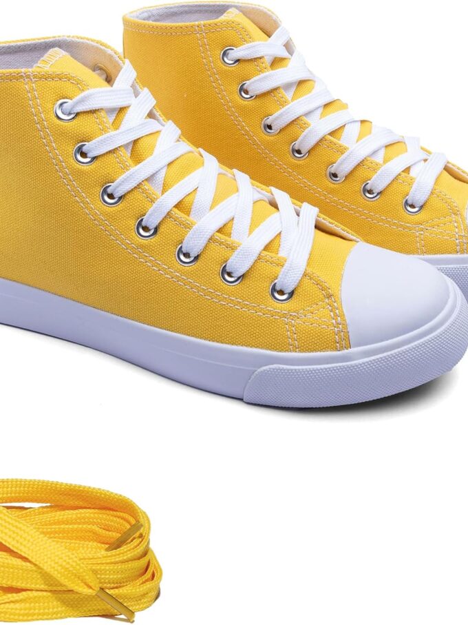 Women High-Top Canvas Sneakers – Classic Lace-Up Casual Shoes with Extra Shoelaces – Comfortable, Stylish, and Durable