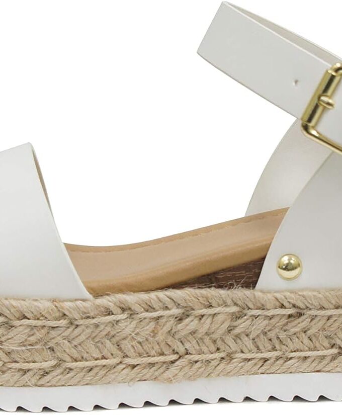 Women Open Toe Ankle Strap Platform Espadrille Sandal