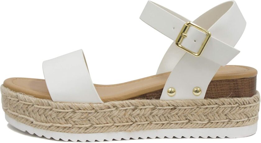 Women Open Toe Ankle Strap Platform Espadrille Sandal