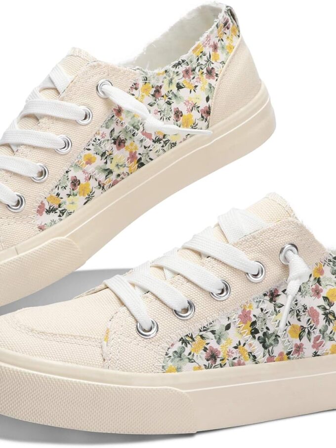 Women  Fashion Sneaker White Color Washed and Leopard Canvas Slip on Shoes