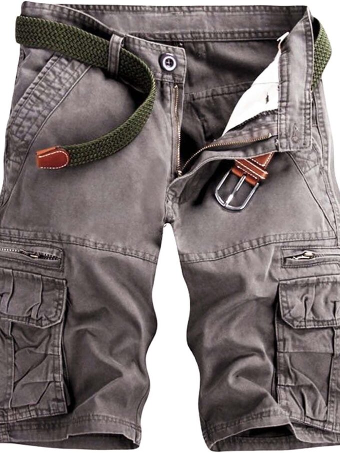 Men s Cotton Work Shorts Multi Pocket Casual Workout Shorts for Men NO Belt