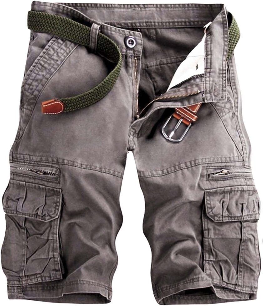 Men s Cotton Work Shorts Multi Pocket Casual Workout Shorts for Men NO Belt