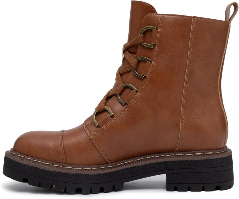 Women's Lace-Up Combat Boots Platform Chunky Low Heel Lug Sole Ankle Booties - Image 2