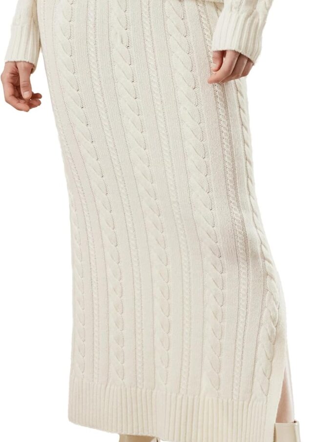 Wool Cashmere Blend Knit Maxi Skirt Super Soft Cozy Elegant Pencil Side Slit Skirt