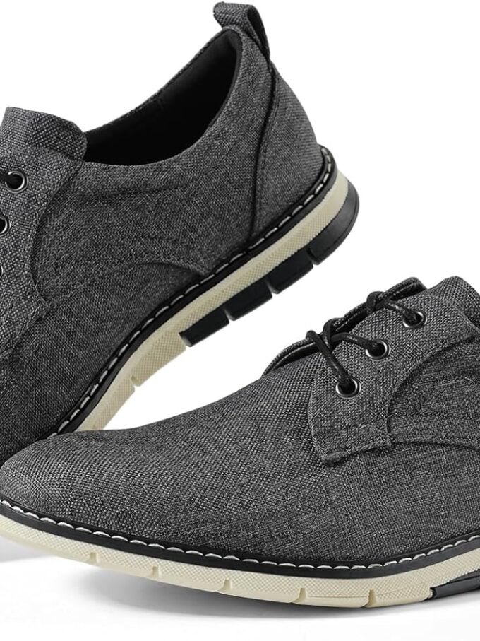 Men's Black Dress Shoes - Stylish Canvas Casual Shoes for Men - Classic Lace Up Derby Shoes Black