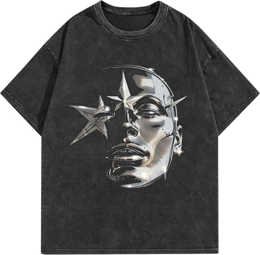 Men Graphic Tees Shirt Unisex Cotton Oversized T-Shirt Short Sleeve Vintage Streetwear Casual Tee Top