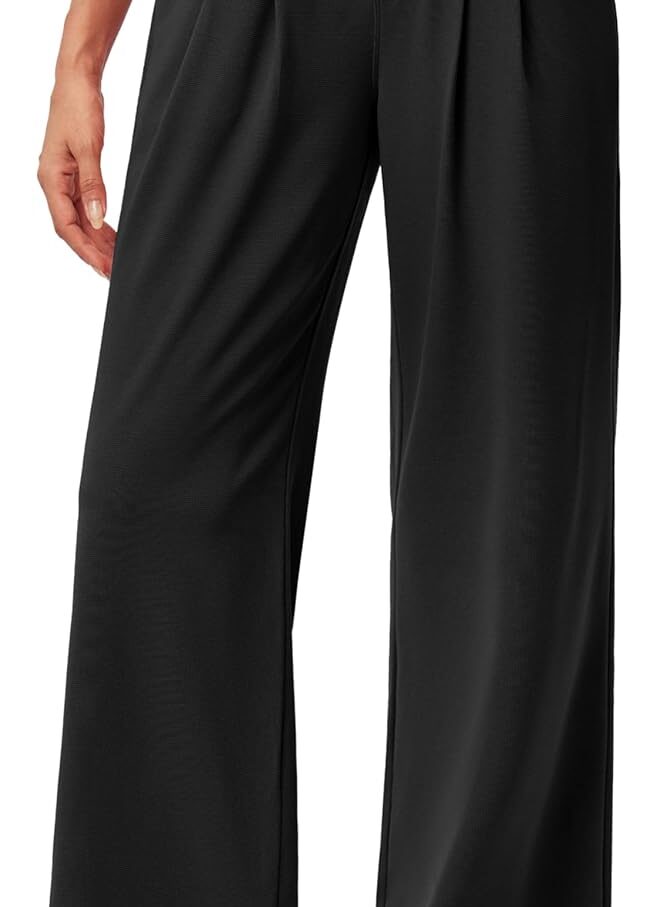 Wide Leg Stretchy Work Pants Pull on Business Casual Pants for Women High Waisted Slacks, 26''/28'' Dress Pants