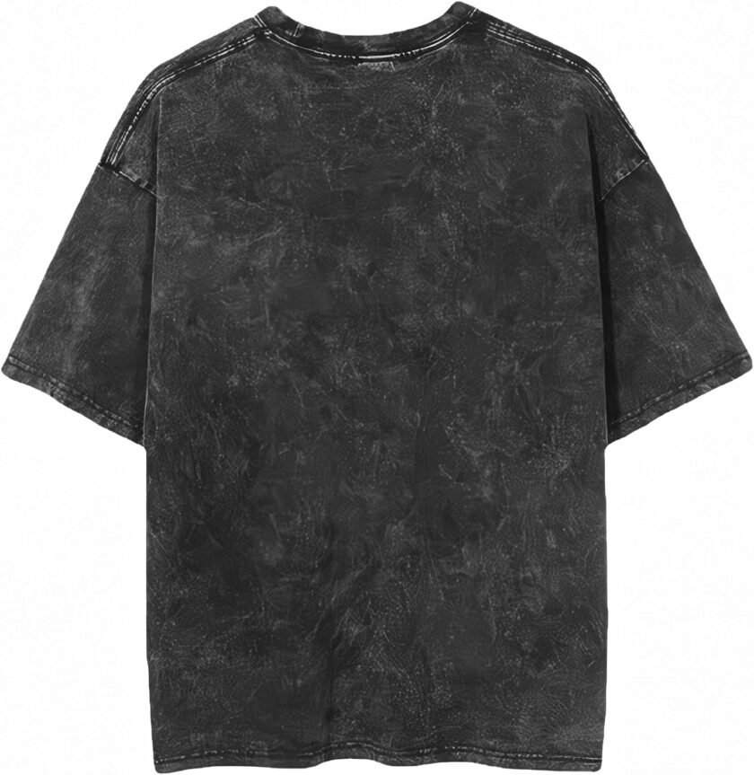 Men Vintage Oversized Tee Shirts Hiphop Rapper Print Acid Wash Tops Streetwear Graphic Cotton Short Sleeve Black Shirt - Image 2