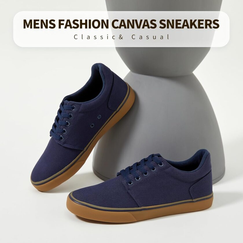 Men Canvas Shoes Classic Men Canvas Sneakers Low Top Tennis Shoes Lace up Comfortable Skate Casual Shoes - Image 2