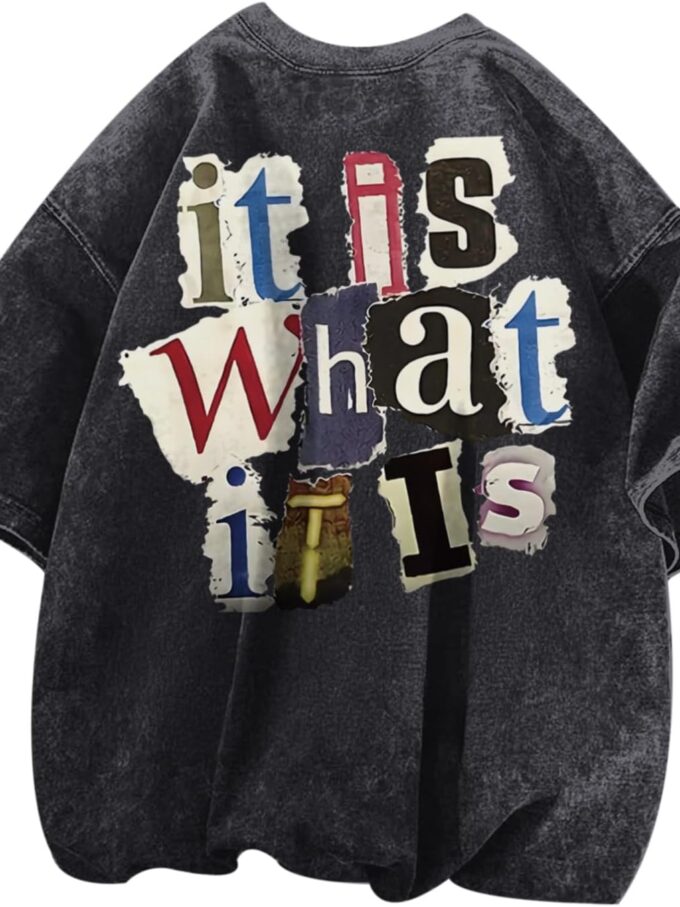 Men Graphic Tees Funny Letter Print Vintage Oversize T Shirts Acid Wash Shirt Streetwear Rapper Casual Tee Top