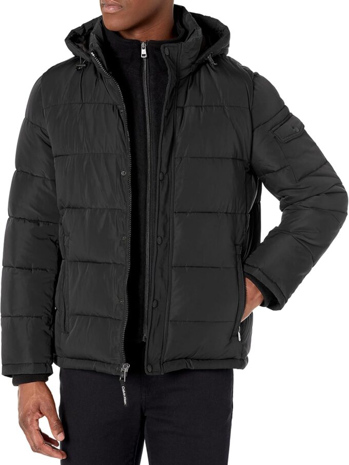 men Snap Front Puffer Jacket