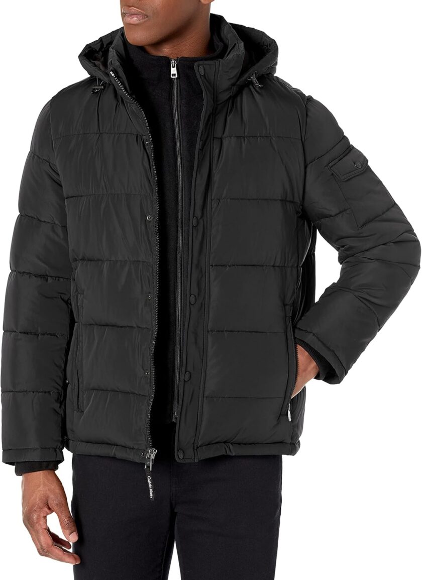 men Snap Front Puffer Jacket
