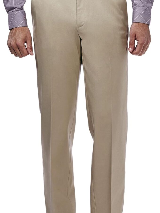 mensPremium No Iron Khaki Classic Fit Expandable Waist Flat Front Pant (Regular and Big & Tall Sizes)