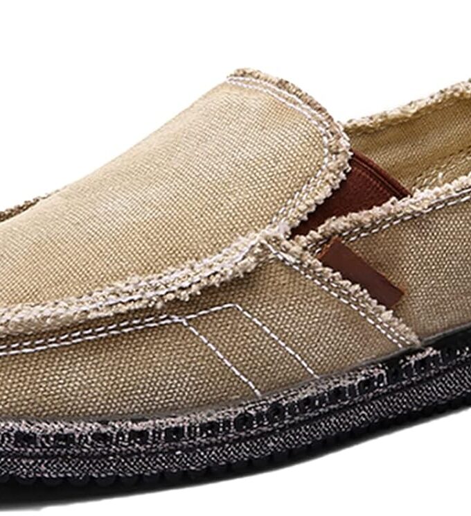 Men's Casual Cloth Shoes Canvas Slip on Loafers Leisure Vintage Flat Boat Shoes