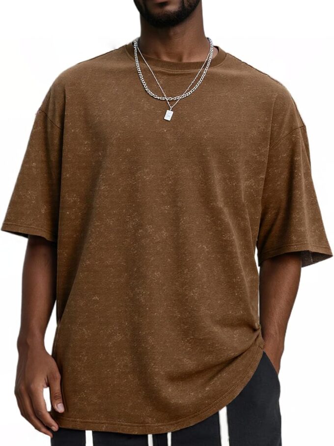Oversized T Shirts for Men Streetwear Vintage Short Sleeve Casual Baggy Loose Solid Basic Tee Tops