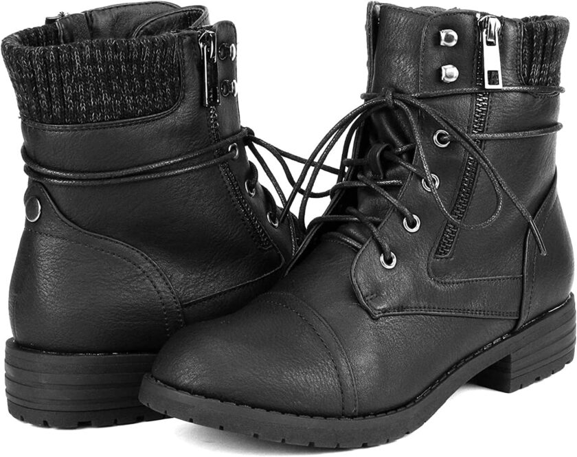 Women's Lace Up Combat Boots Ankle Booties - Image 2