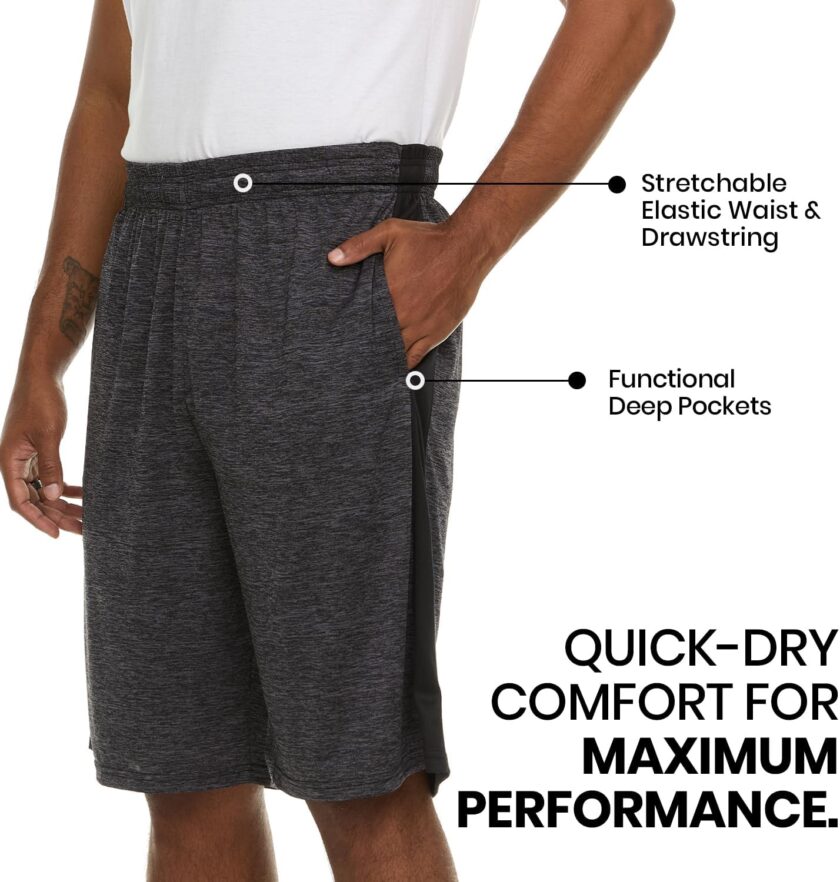 5 Pack: Men Dry-Fit Sweat Resistant Active Athletic Performance Shorts - Image 2