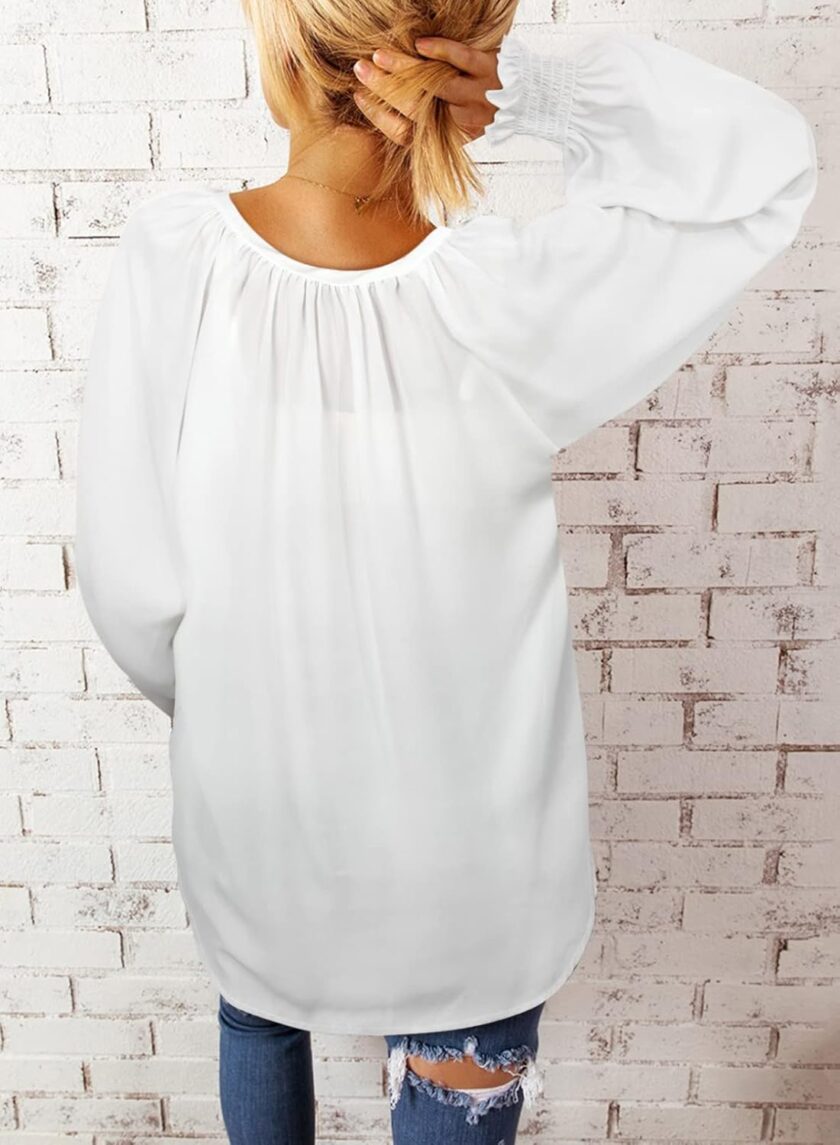 Women Blouses Fashion Long Sleeve Shirts V Neck Business Casual Tops Spring Summer Outfits 2025 - Image 2