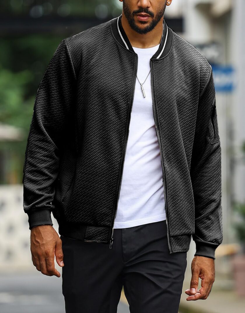 men Loose Fit Lightweight Jacket Casual Stylish bomber Jacket - Image 2